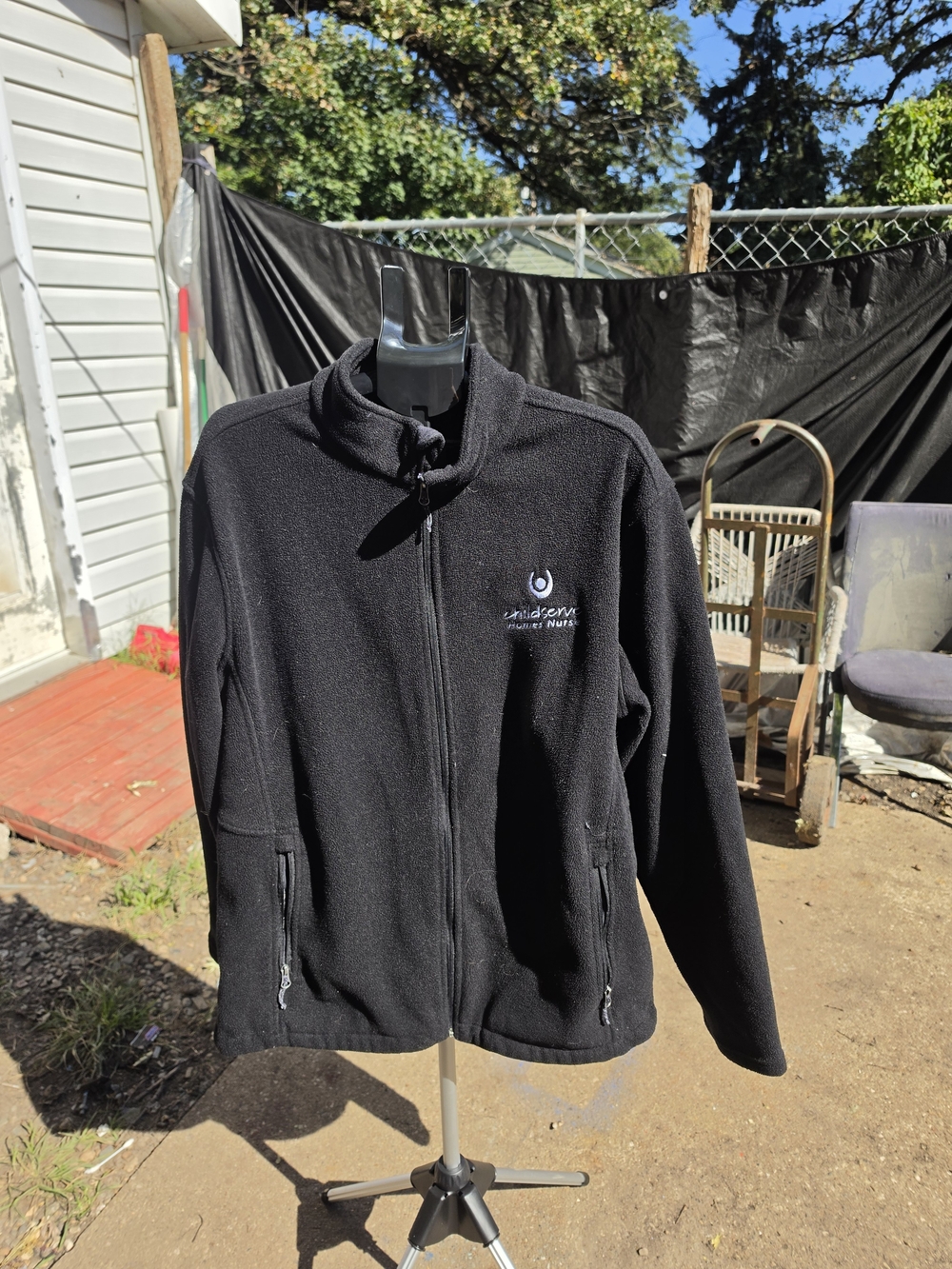 Port Authority Black Fleece Zip Jacket with Logo